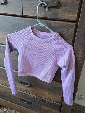 Aeropostle Lilac Ribbed Long-Sleeve Crop Top. Small.  Tags Removed